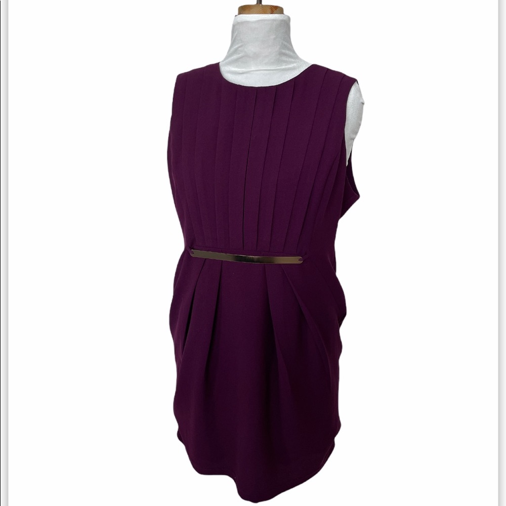 Rickis 16 Plum Sleeveless Dress with gold detail
